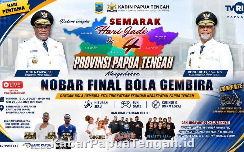 Rayakan HUT Ke-4, Papua Tengah Gelar Pesta Rakyat Meriah hingga Nobar Final Piala Dunia